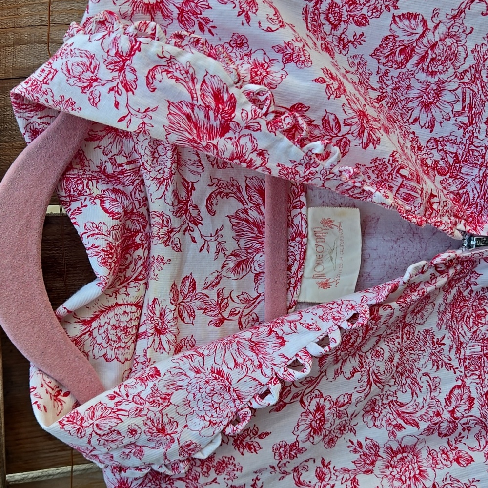 Vintage 50s Mode O' Day Cotton sleeveless print day dress M L
